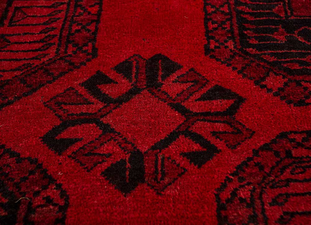 kiaan red and orange wool hand knotted Rug - CloseUp