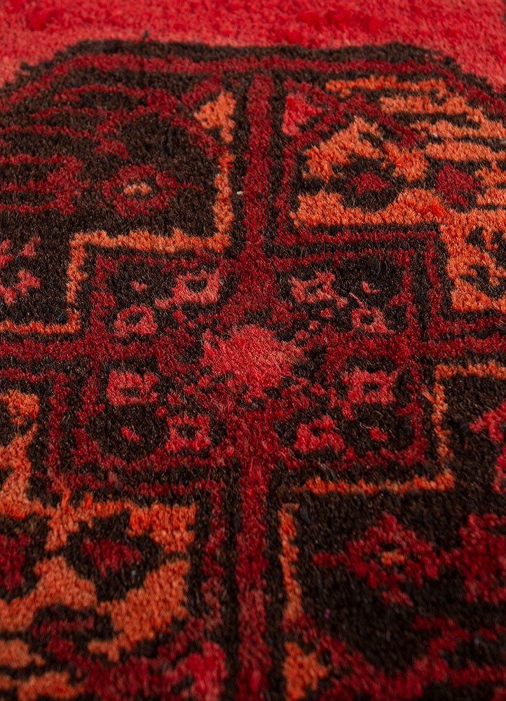 kiaan red and orange wool hand knotted Rug - CloseUp