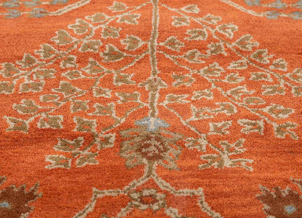 kasbah red and orange wool hand tufted Rug - CloseUp