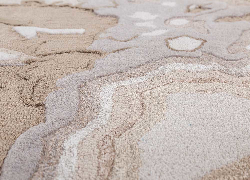 aprezo beige and brown wool and viscose hand tufted Rug - CloseUp