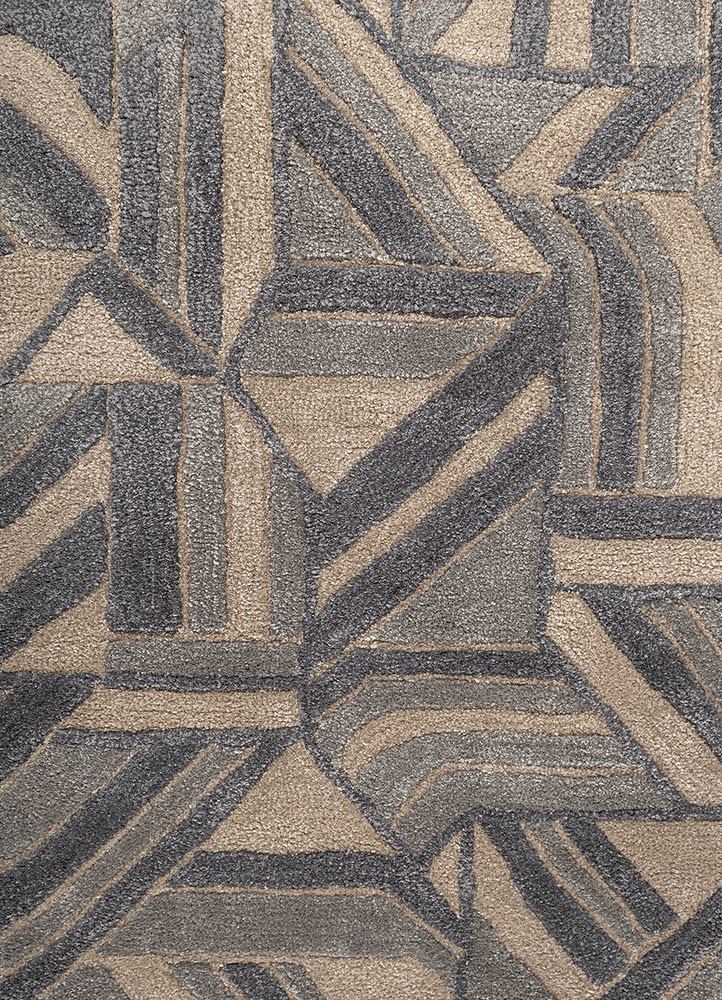 pathways beige and brown wool and viscose hand tufted Rug - CloseUp