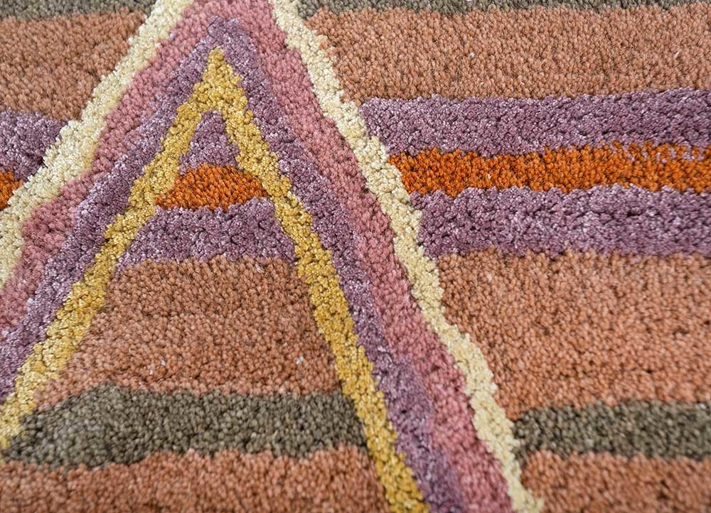 acar red and orange wool and viscose hand tufted Rug - CloseUp
