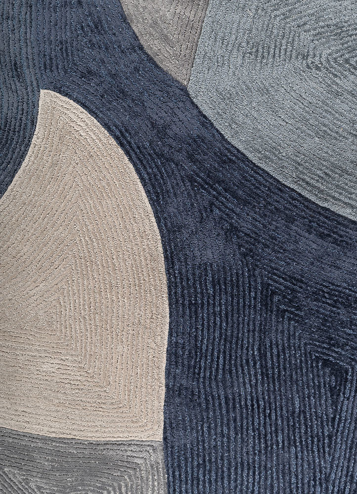joy blue wool and viscose hand tufted Rug - CloseUp