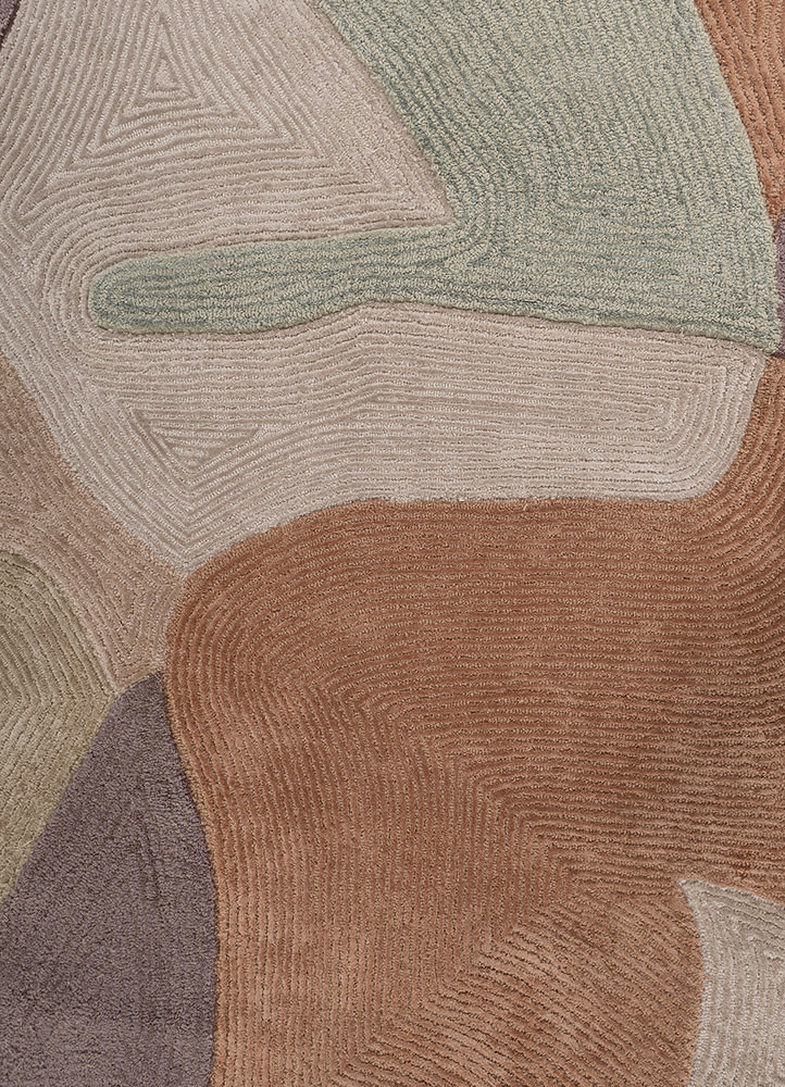 kairos red and orange wool and viscose hand tufted Rug - CloseUp