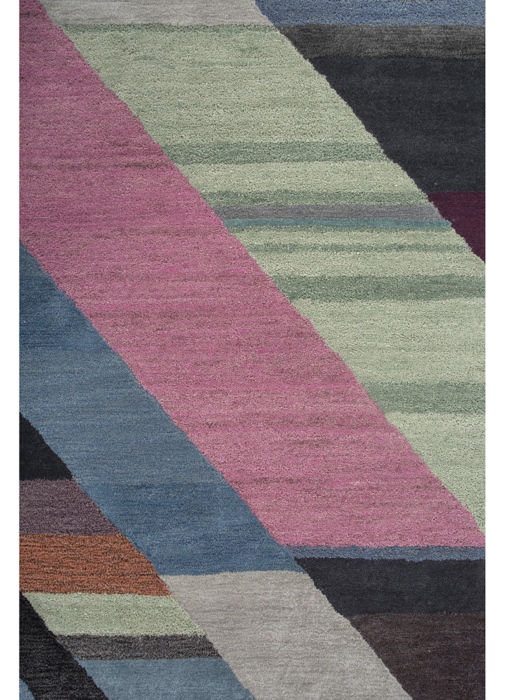 weaver art reserve blue wool hand tufted Rug - CloseUp