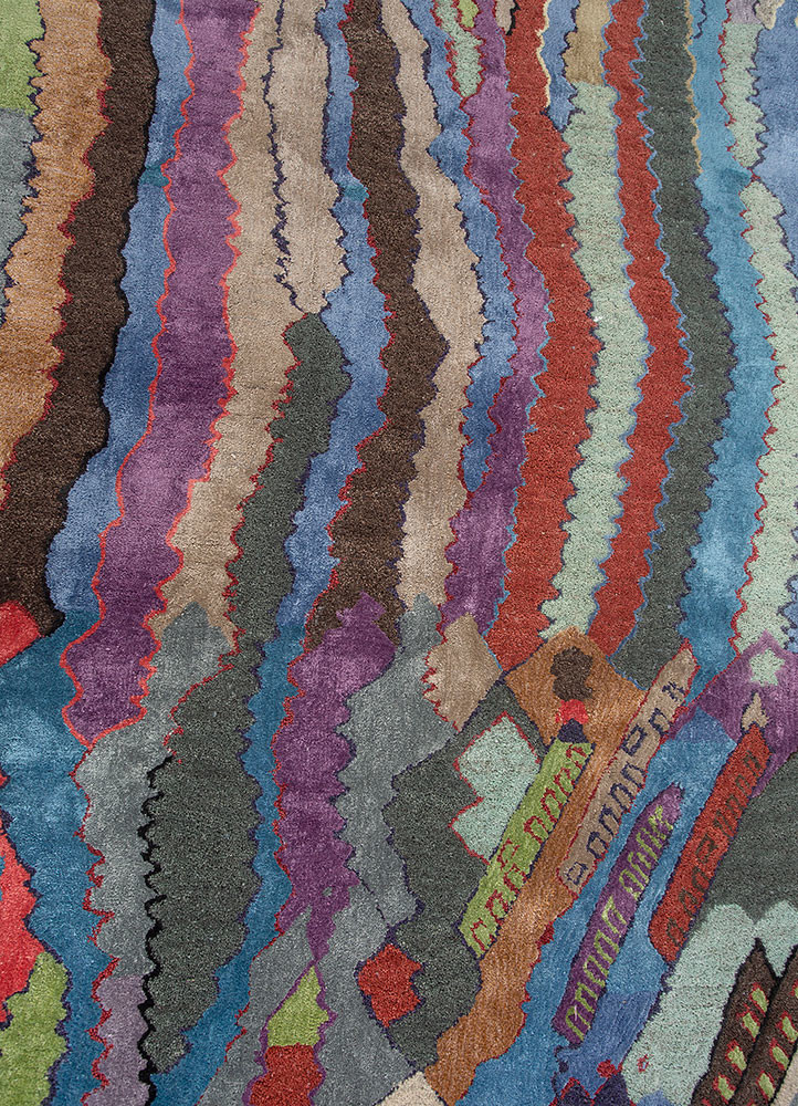 weaver art reserve red and orange wool hand tufted Rug - CloseUp