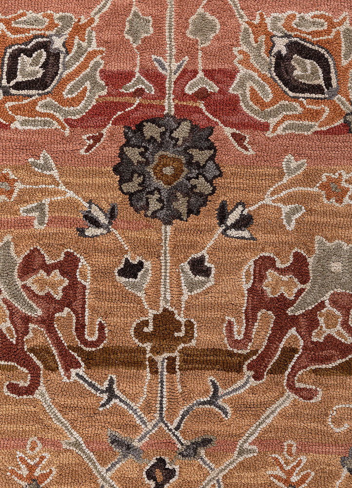 mythos red and orange wool hand tufted Rug - CloseUp