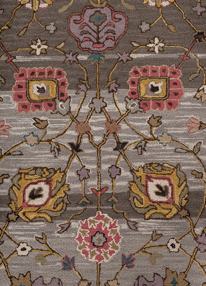 mythos grey and black wool hand tufted Rug - CloseUp
