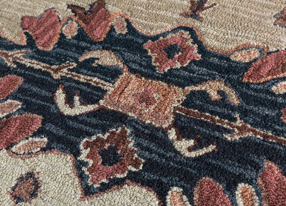 kasbah beige and brown wool hand tufted Rug - CloseUp
