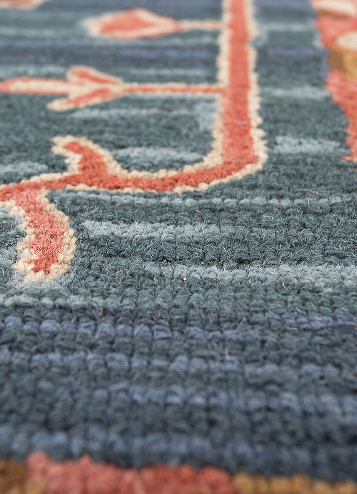 mythos blue wool hand tufted Rug - CloseUp