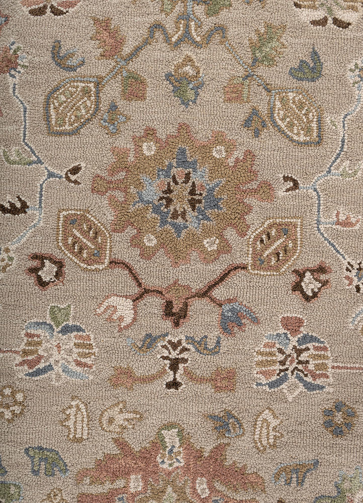 kasbah green wool hand tufted Rug - CloseUp