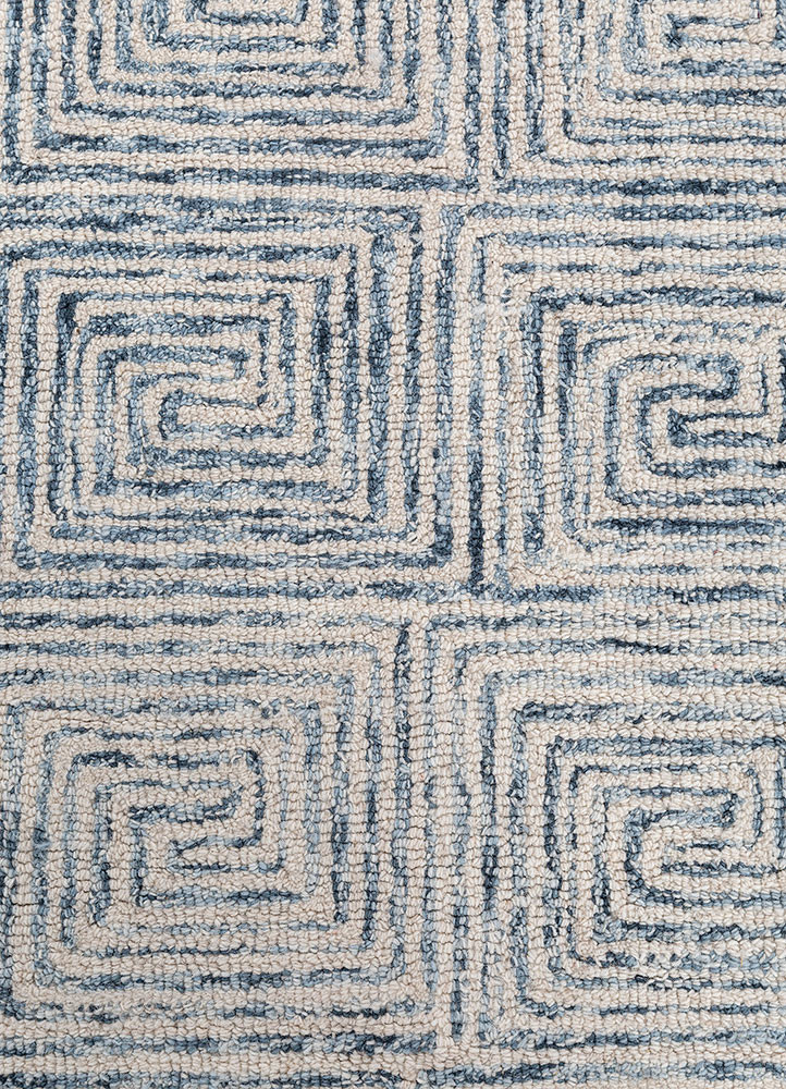 pathways blue wool hand tufted Rug - CloseUp pathways blue wool hand tufted Rug - CloseUp
