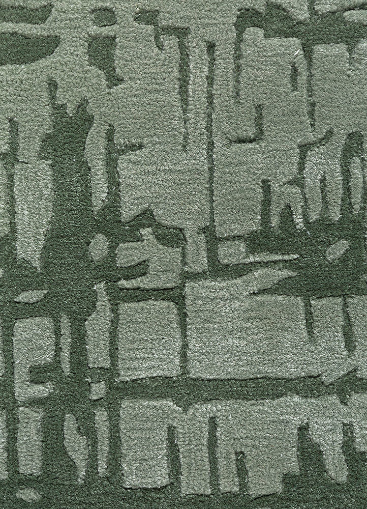 genesis green wool and viscose hand tufted Rug - CloseUp