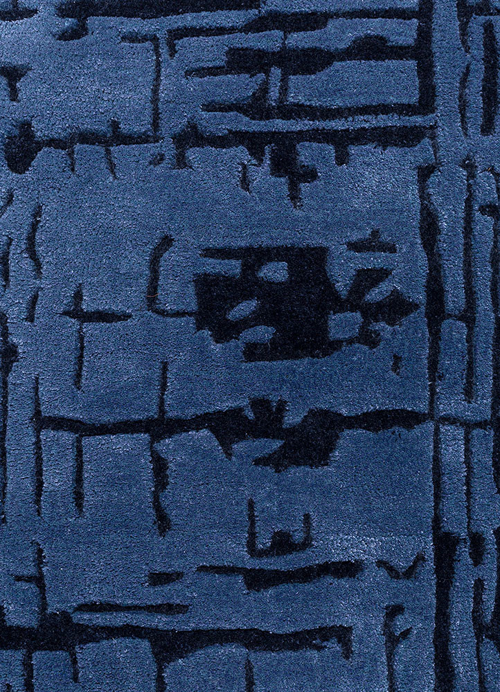genesis blue wool and viscose hand tufted Rug - CloseUp