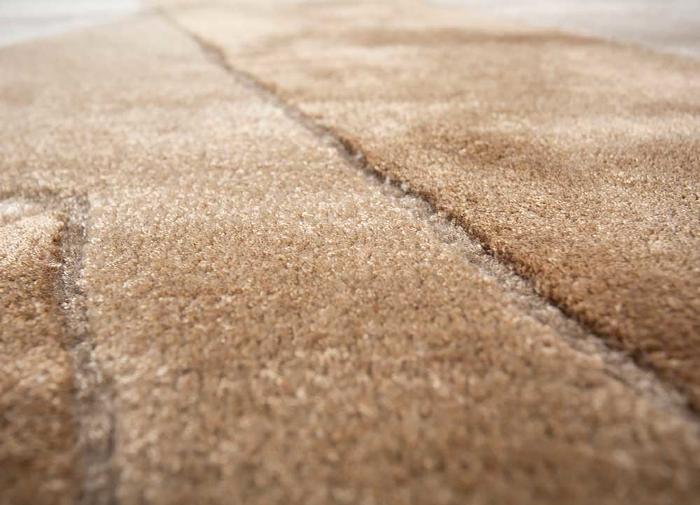 acar beige and brown wool and viscose hand tufted Rug - CloseUp