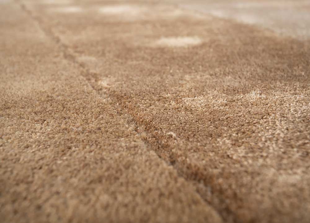 acar beige and brown wool and viscose hand tufted Rug - CloseUp