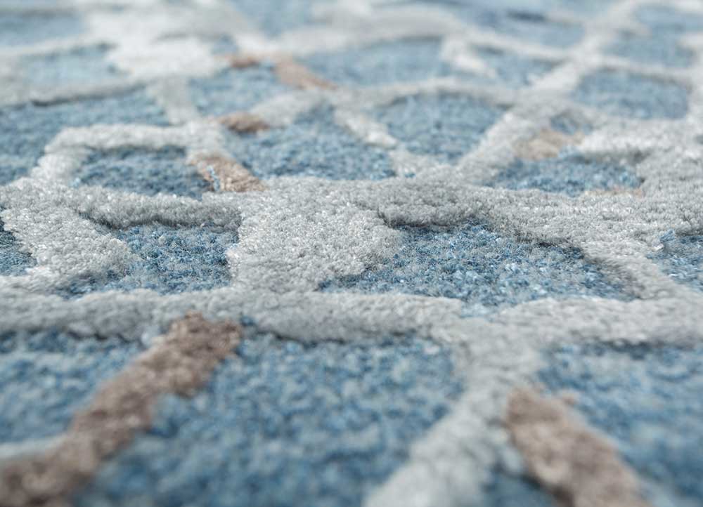 mythos blue wool and viscose hand tufted Rug - CloseUp