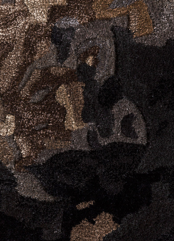 white noise grey and black wool and viscose hand tufted Rug - CloseUp
