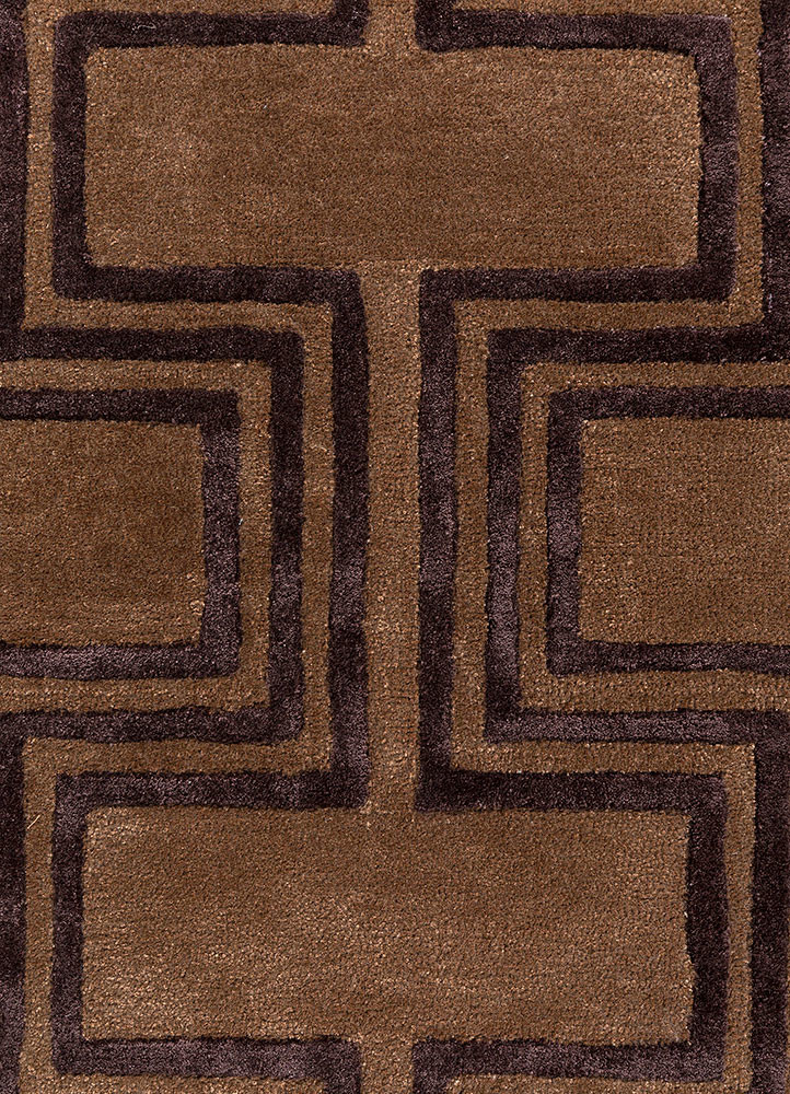 contour beige and brown wool and viscose hand tufted Rug - CloseUp