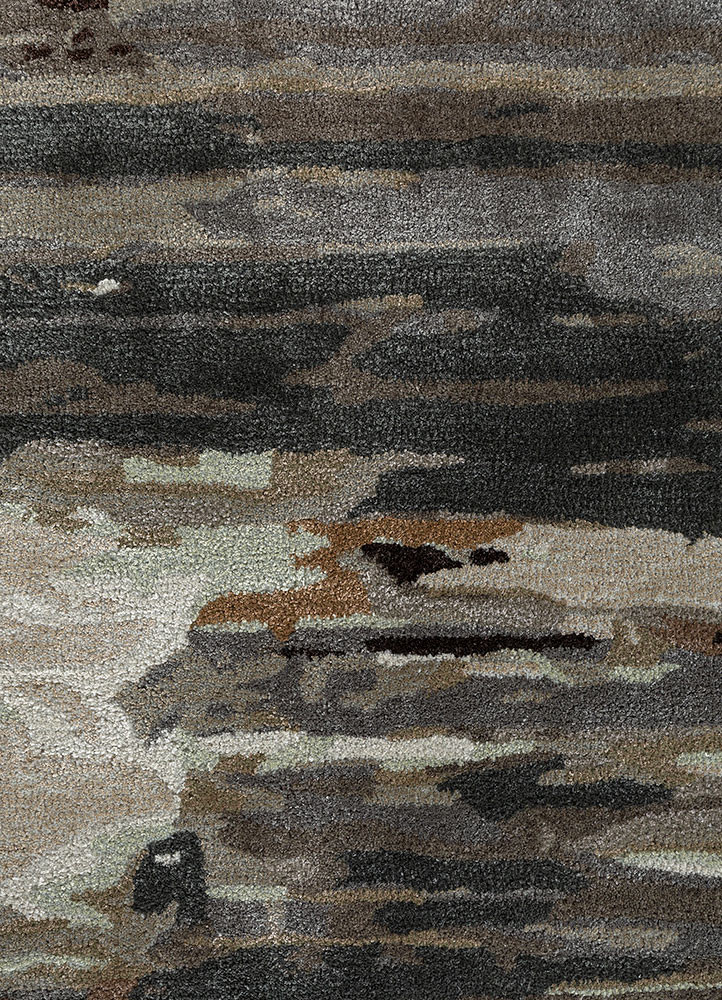 genesis green wool and viscose hand tufted Rug - CloseUp