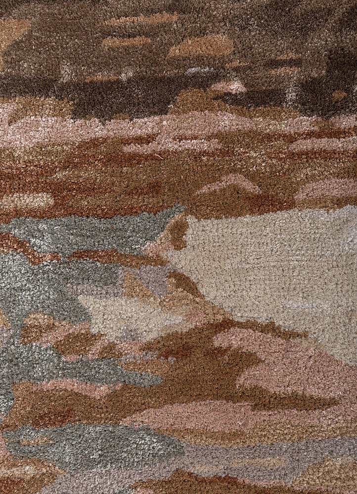 genesis beige and brown wool and viscose hand tufted Rug - CloseUp