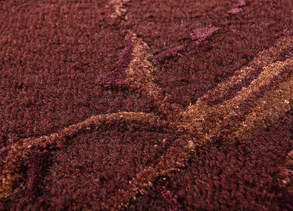 genesis red and orange wool and viscose hand tufted Rug - CloseUp