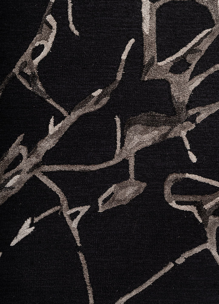 genesis grey and black wool and viscose hand tufted Rug - CloseUp