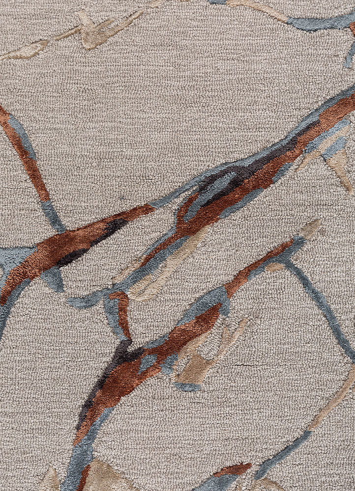genesis beige and brown wool and viscose hand tufted Rug - CloseUp