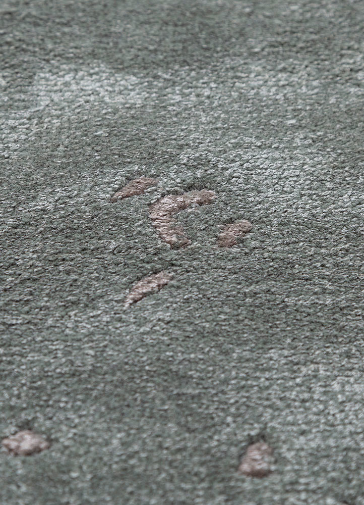 white noise blue wool and viscose hand tufted Rug - CloseUp