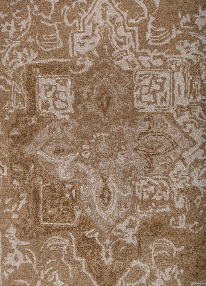 mythos beige and brown wool and viscose hand tufted Rug - CloseUp