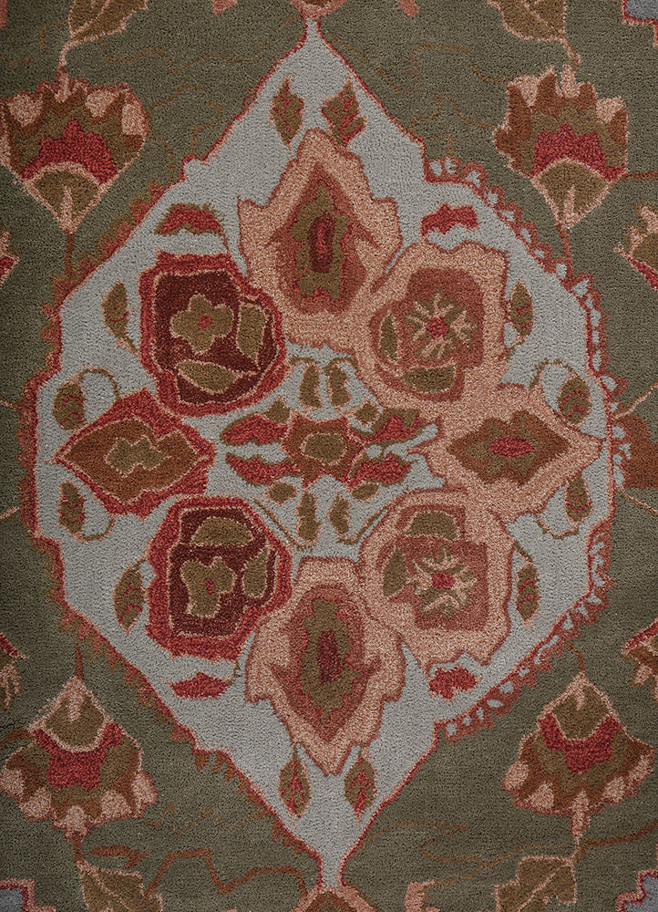 kasbah red and orange wool and viscose hand tufted Rug - CloseUp