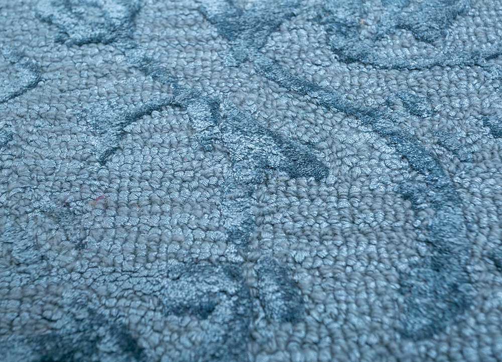 imara blue wool and viscose hand tufted Rug - CloseUp