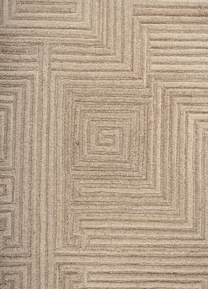 contour beige and brown wool hand tufted Rug - CloseUp contour beige and brown wool hand tufted Rug - CloseUp