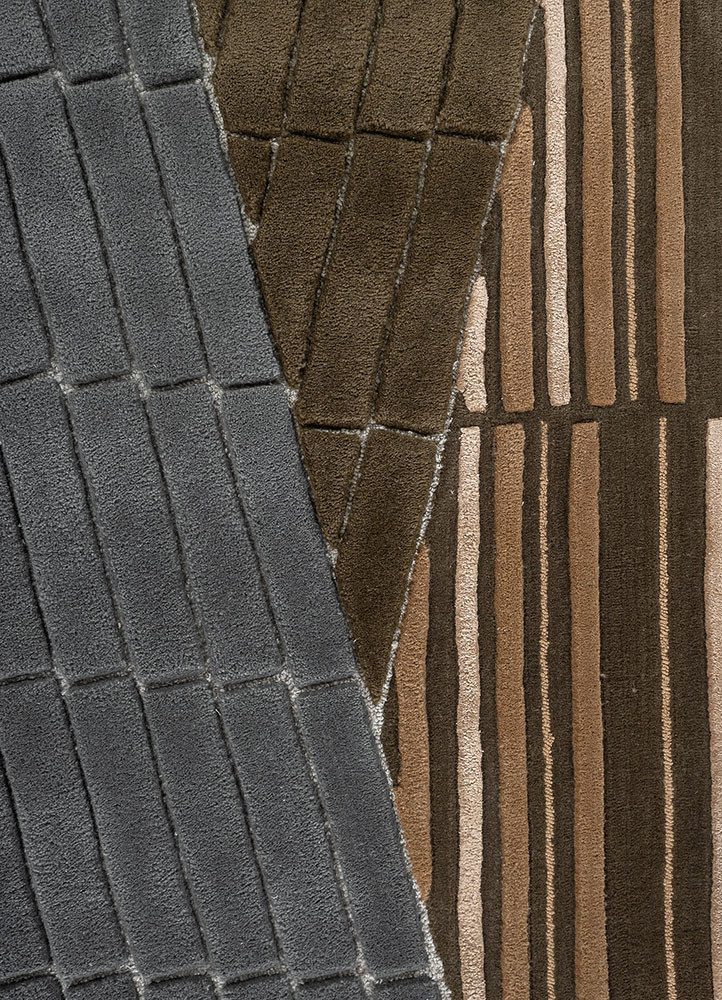 faces grey and black wool and viscose hand tufted Rug - CloseUp