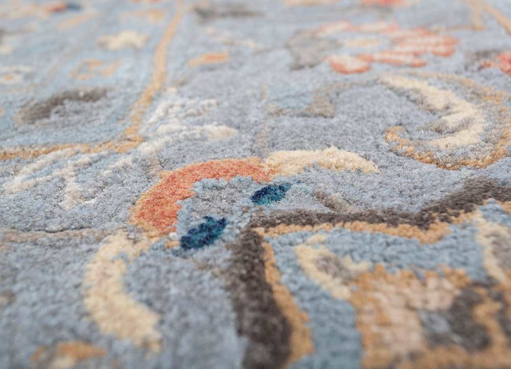 kasbah blue wool and viscose hand tufted Rug - CloseUp