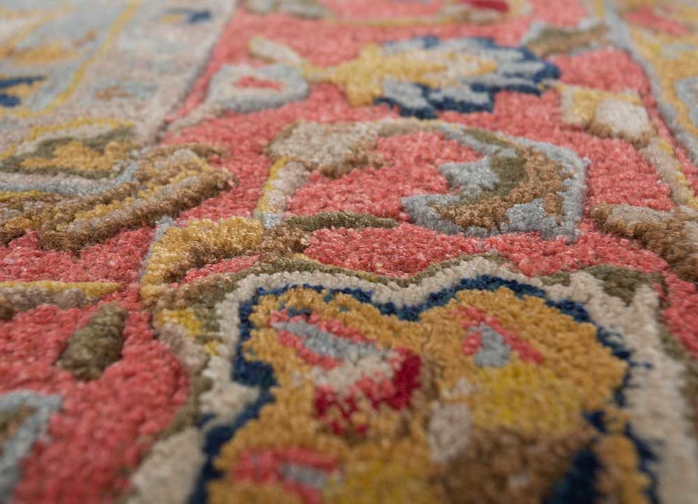 kasbah red and orange wool and viscose hand tufted Rug - CloseUp