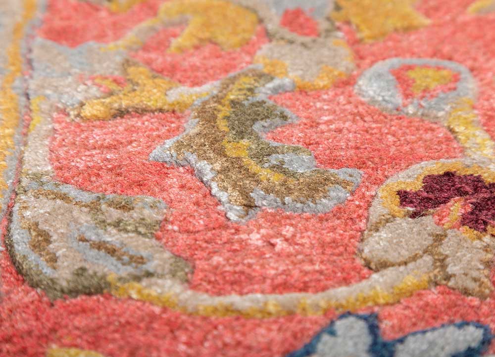 kasbah red and orange wool and viscose hand tufted Rug - CloseUp kasbah red and orange wool and viscose hand tufted Rug - CloseUp
