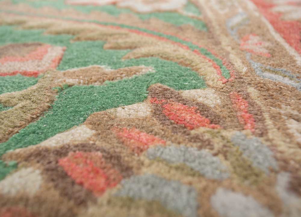 kasbah green wool and viscose hand tufted Rug - CloseUp