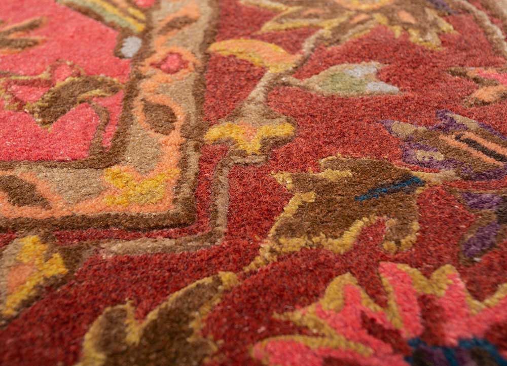 kasbah red and orange wool and viscose hand tufted Rug - CloseUp