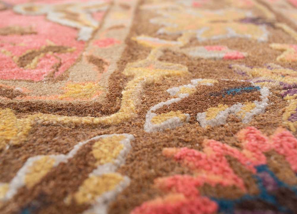kasbah red and orange wool and viscose hand tufted Rug - CloseUp
