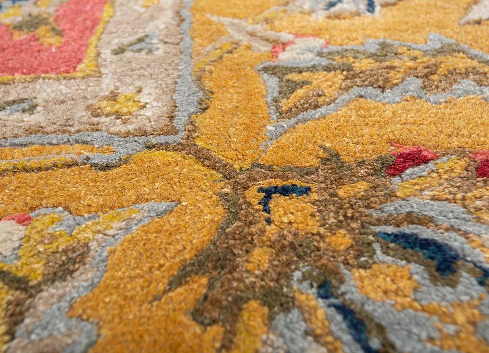 kasbah red and orange wool and viscose hand tufted Rug - CloseUp