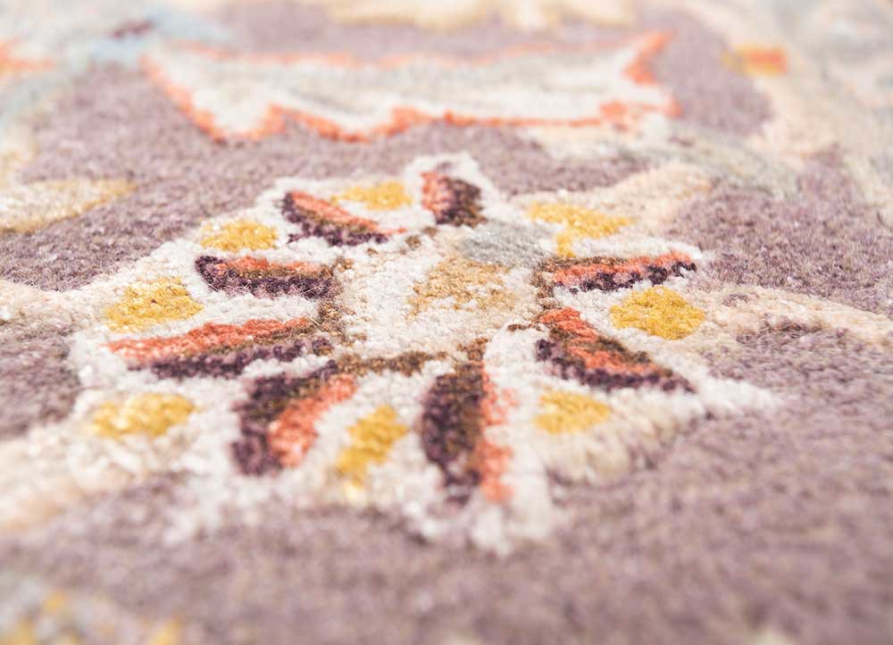 kasbah pink and purple wool and viscose hand tufted Rug - CloseUp