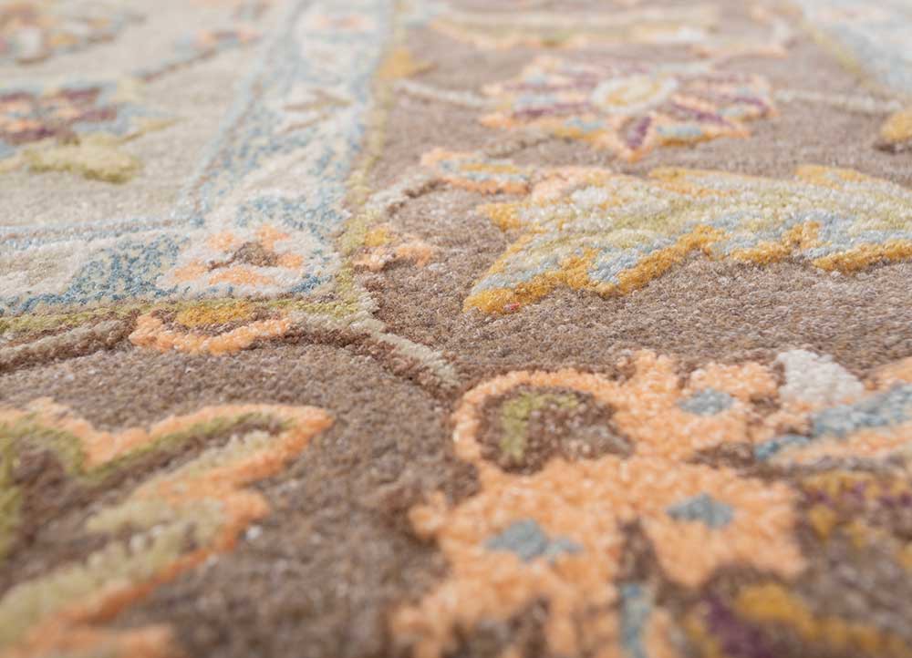 kasbah beige and brown wool and viscose hand tufted Rug - CloseUp kasbah beige and brown wool and viscose hand tufted Rug - CloseUp