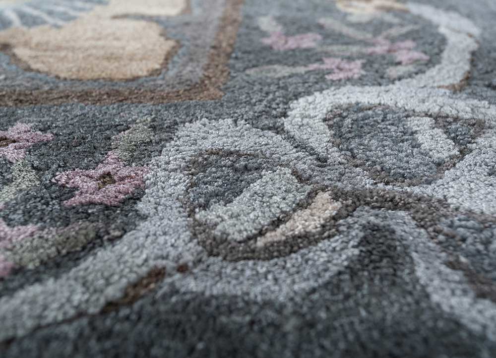 kora grey and black wool and viscose hand tufted Rug - CloseUp kora grey and black wool and viscose hand tufted Rug - CloseUp