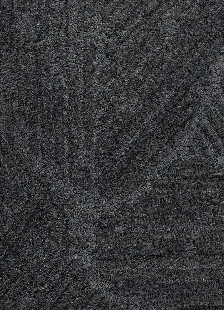 linear blue acrylic hand tufted Rug - CloseUp