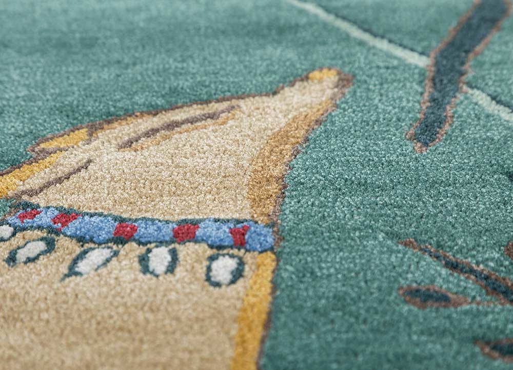 bodhi green wool and viscose hand tufted Rug - CloseUp