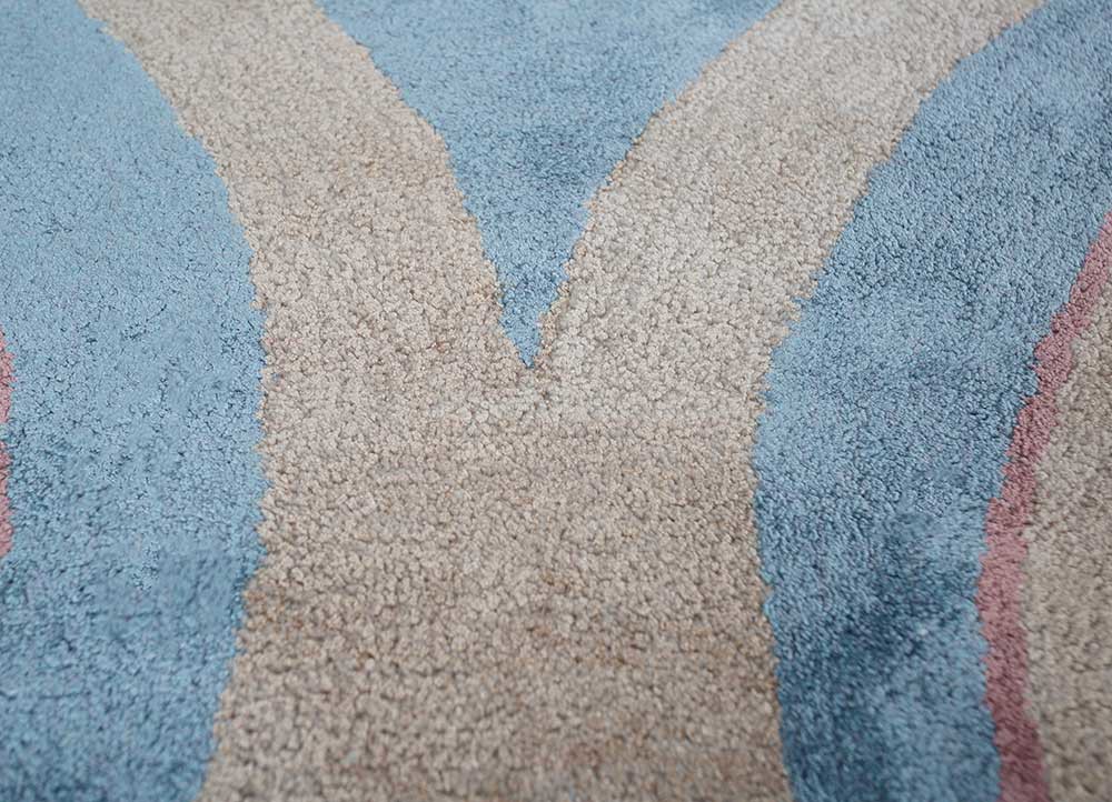 acar blue wool and viscose hand tufted Rug - CloseUp acar blue wool and viscose hand tufted Rug - CloseUp
