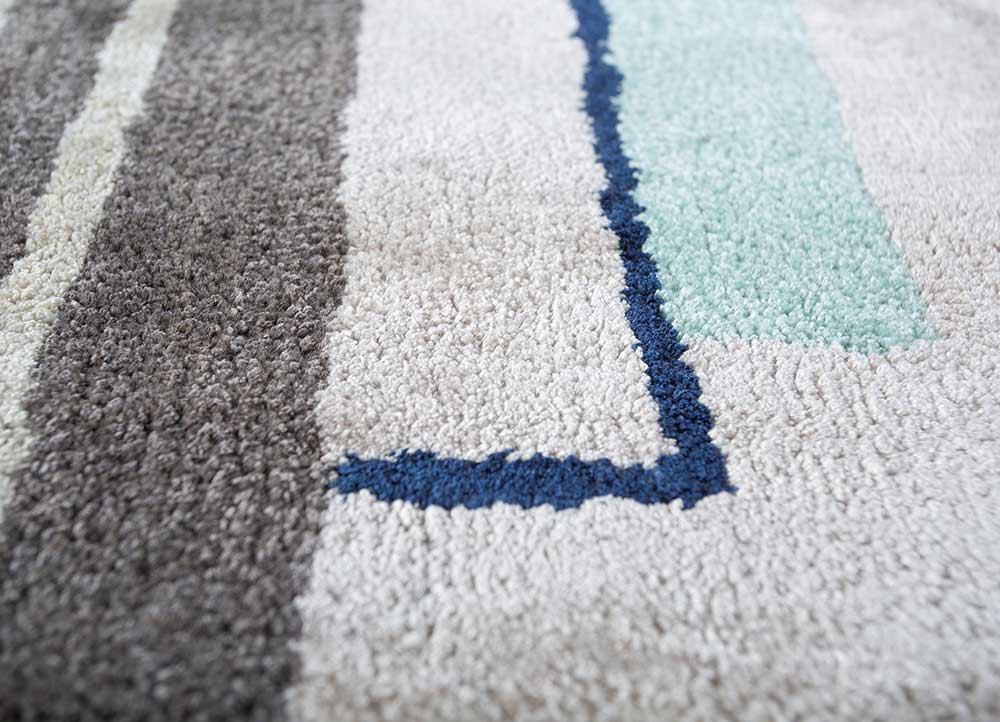 acar blue wool and viscose hand tufted Rug - CloseUp acar blue wool and viscose hand tufted Rug - CloseUp