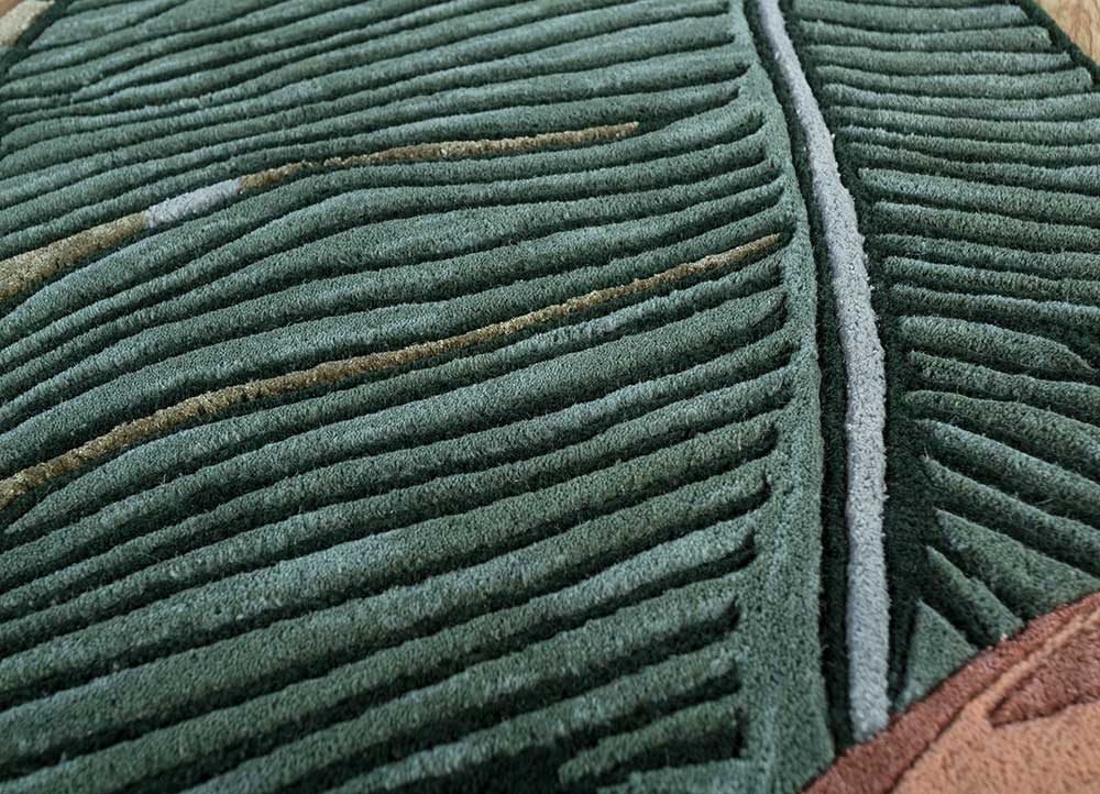 Roar Green Hand Tufted Wool and Viscose Rugs Tra13258 Jaipur Rugs