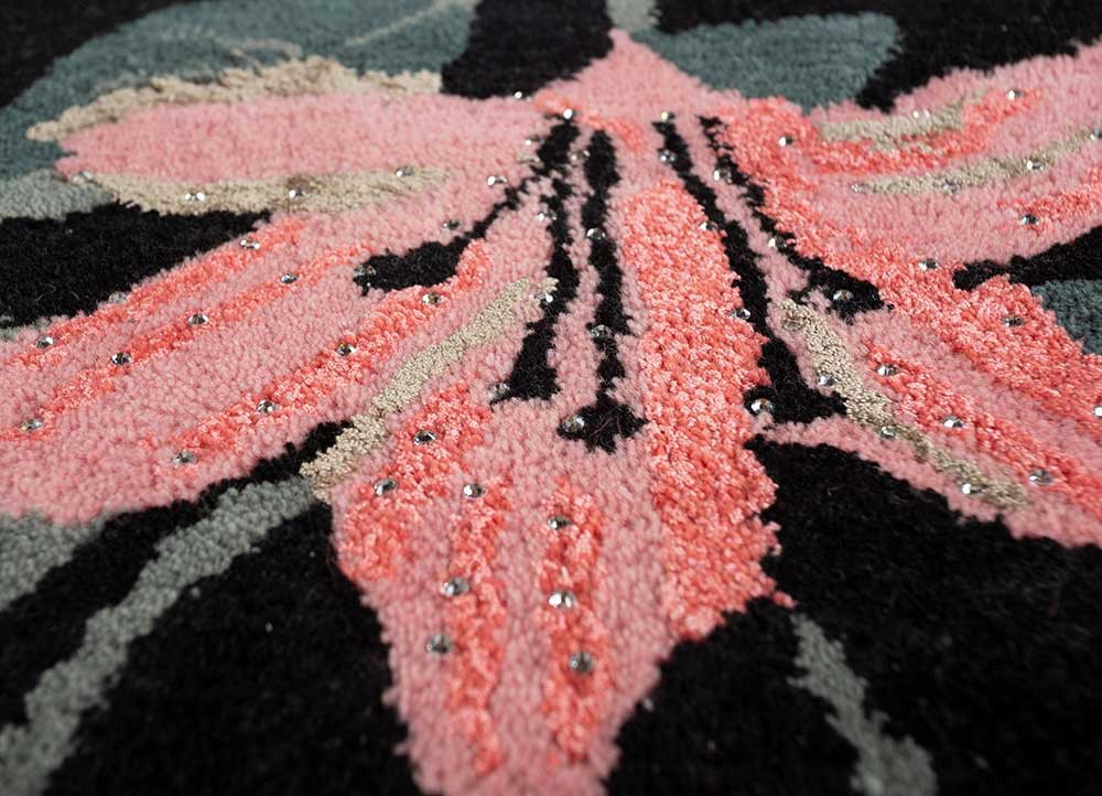 hacienda grey and black wool and viscose hand tufted Rug - CloseUp